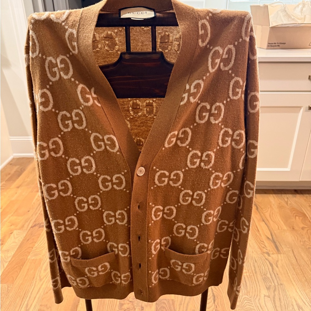 Gucci GG Wool Cotton Cardigan - Camel/Brown